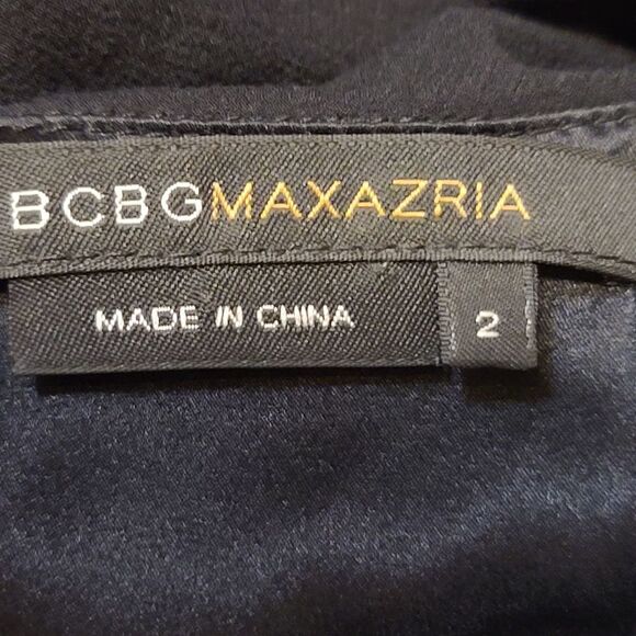 BCBGMaxAzria Black Silk Ruffled Gown Maxi Dress Size 2 - Picture 9 of 9